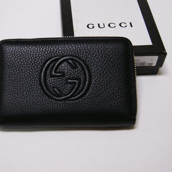 New Gucci Soho Black Leather Unisex Zip Around Wallet Purse - Picture 6 of 7